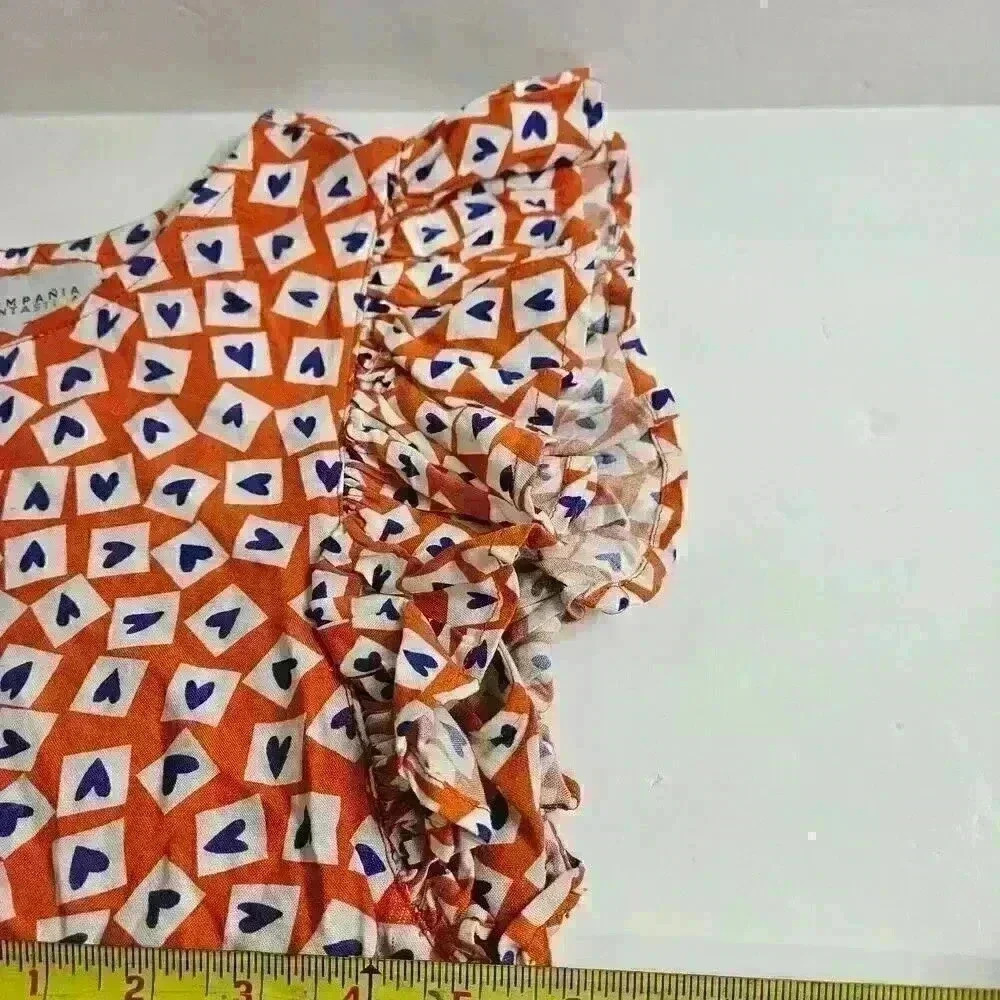Compania Fantastica Skirt and Top Women's Small Orange Purple Ruffle Cap Sleeve - Picture 8 of 11
